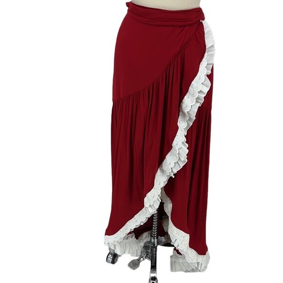Forever 21 Red Wrap Maxi Skirt Women's Medium - Picture 1 of 4